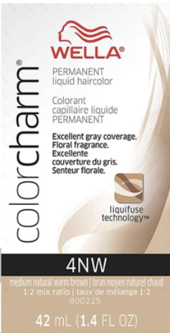 Wella Color Charm Permanent Liquid 4Nw Medium Natural Warm Brown 1.4 Oz Wella Color Charm Permanent Liquid 4Nw Medium Natural Warm Brown 1.4 Oz
