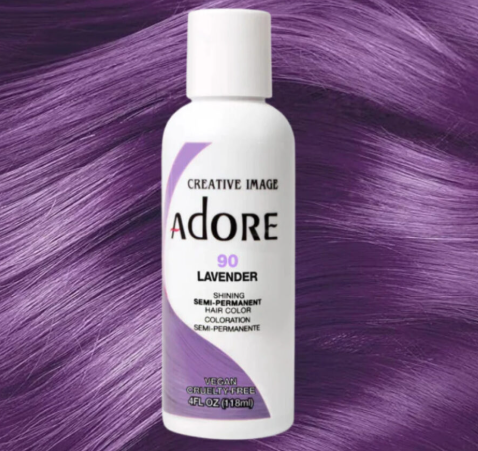 ADORE SEMI PERMANENT HAIR COLOR 4FLOZ 90. Lavender ADORE SEMI PERMANENT HAIR COLOR 4FLOZ 90. Lavender