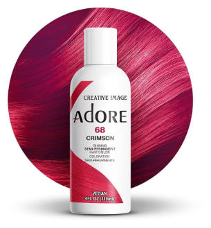 ADORE SEMI PERMANENT HAIR COLOR 4FLOZ 68. Crimson ADORE SEMI PERMANENT HAIR COLOR 4FLOZ 68. Crimson
