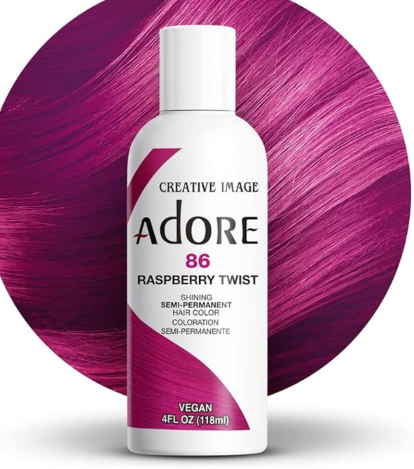 ADORE SEMI PERMANENT HAIR COLOR 4FLOZ 86. Raspberry Twist ADORE SEMI PERMANENT HAIR COLOR 4FLOZ 86. Raspberry Twist