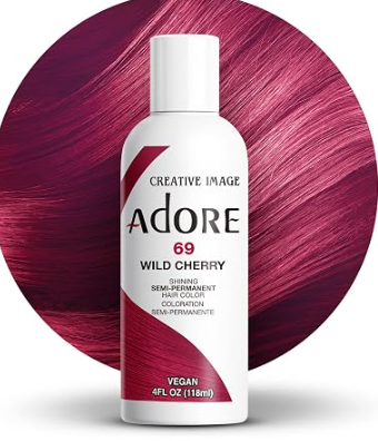 ADORE SEMI PERMANENT HAIR COLOR 4FLOZ 69. Wild Cherry ADORE SEMI PERMANENT HAIR COLOR 4FLOZ 69. Wild Cherry