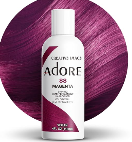 ADORE SEMI PERMANENT HAIR COLOR 4FLOZ 88. Magenta ADORE SEMI PERMANENT HAIR COLOR 4FLOZ 88. Magenta