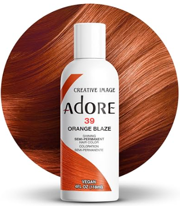 ADORE SEMI PERMANENT HAIR COLOR 4FLOZ 39. Orange Blaze ADORE SEMI PERMANENT HAIR COLOR 4FLOZ 39. Orange Blaze