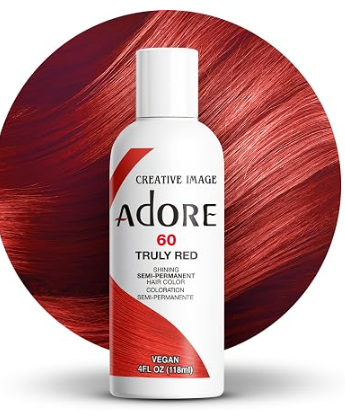 ADORE SEMI PERMANENT HAIR COLOR 4FLOZ 60. Truly Red ADORE SEMI PERMANENT HAIR COLOR 4FLOZ 60. Truly Red