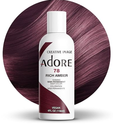 ADORE SEMI PERMANENT HAIR COLOR 4FLOZ 78. Rich Amber ADORE SEMI PERMANENT HAIR COLOR 4FLOZ 78. Rich Amber