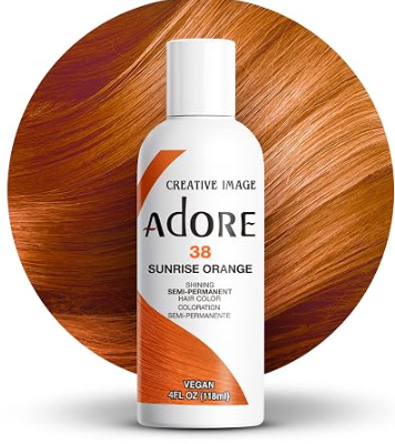 ADORE SEMI PERMANENT HAIR COLOR 4FLOZ 38. Sunrise Orange ADORE SEMI PERMANENT HAIR COLOR 4FLOZ 38. Sunrise Orange