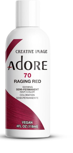 ADORE SEMI PERMANENT HAIR COLOR 4FLOZ 70. Raging Red ADORE SEMI PERMANENT HAIR COLOR 4FLOZ 70. Raging Red