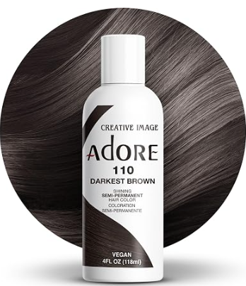 ADORE SEMI PERMANENT HAIR COLOR 4FLOZ 110. Darkest Brown ADORE SEMI PERMANENT HAIR COLOR 4FLOZ 110. Darkest Brown