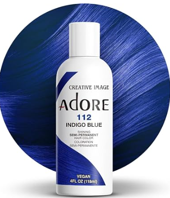ADORE SEMI PERMANENT HAIR COLOR 4FLOZ 112. Indigo Blue ADORE SEMI PERMANENT HAIR COLOR 4FLOZ 112. Indigo Blue