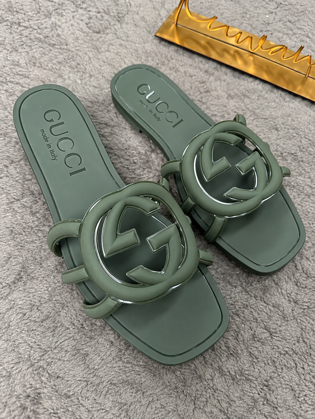 Luxury Inspired Statement Logo Slide Sandals *GUCCI* *PRE ORDER*