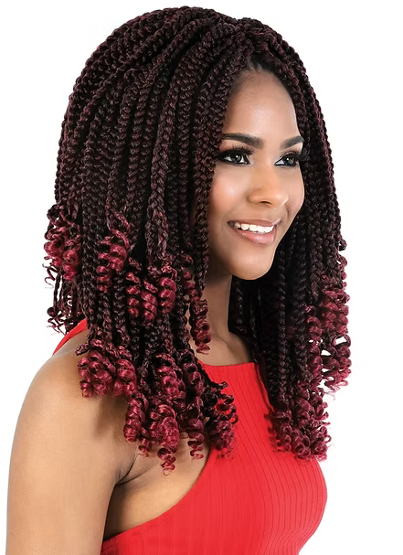 Motown Tress Box Braid with Curly Ends 12" X4