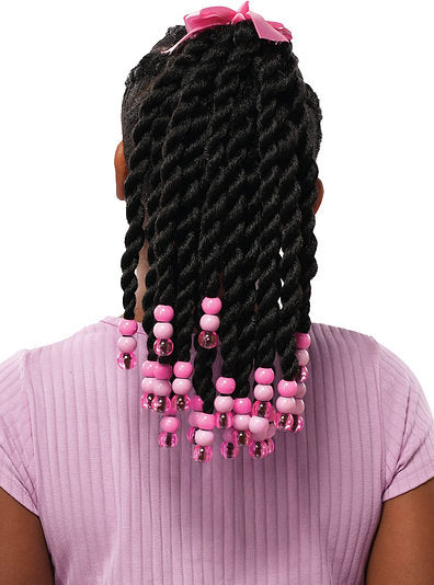 Destiny kids drawstring ponytail DS-JUMBO TWIST (PINK Bead & Bow)