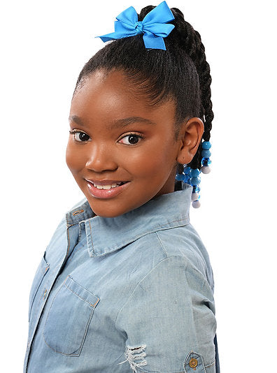 Destiny kids drawstring ponytail DS-JUMBO TWIST (BLUE Bead &Bow)