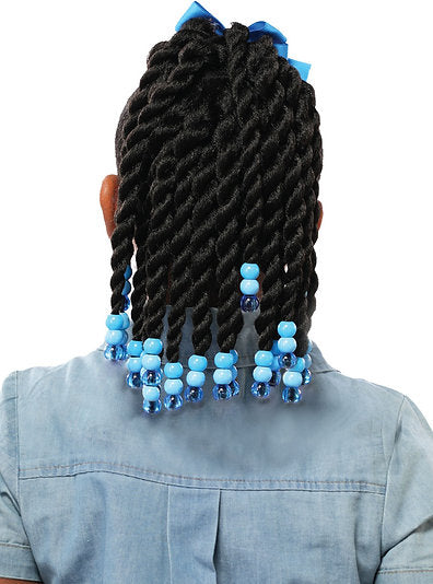 Destiny kids drawstring ponytail DS-JUMBO TWIST (BLUE Bead &Bow)
