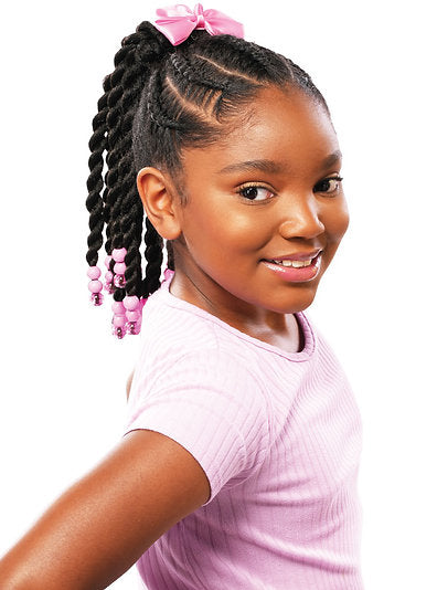 Destiny kids drawstring ponytail DS-JUMBO TWIST (PINK Bead & Bow)