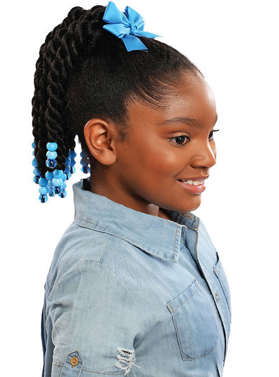 Destiny kids drawstring ponytail DS-JUMBO TWIST (BLUE Bead &Bow)