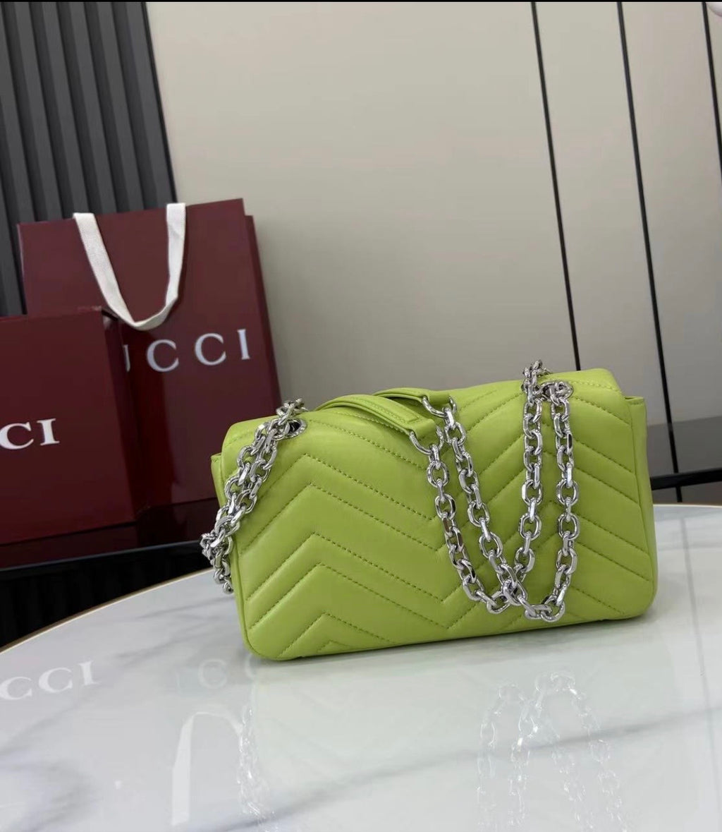 Lime Green Quilted Chain Shoulder Bag *Pre-Order*