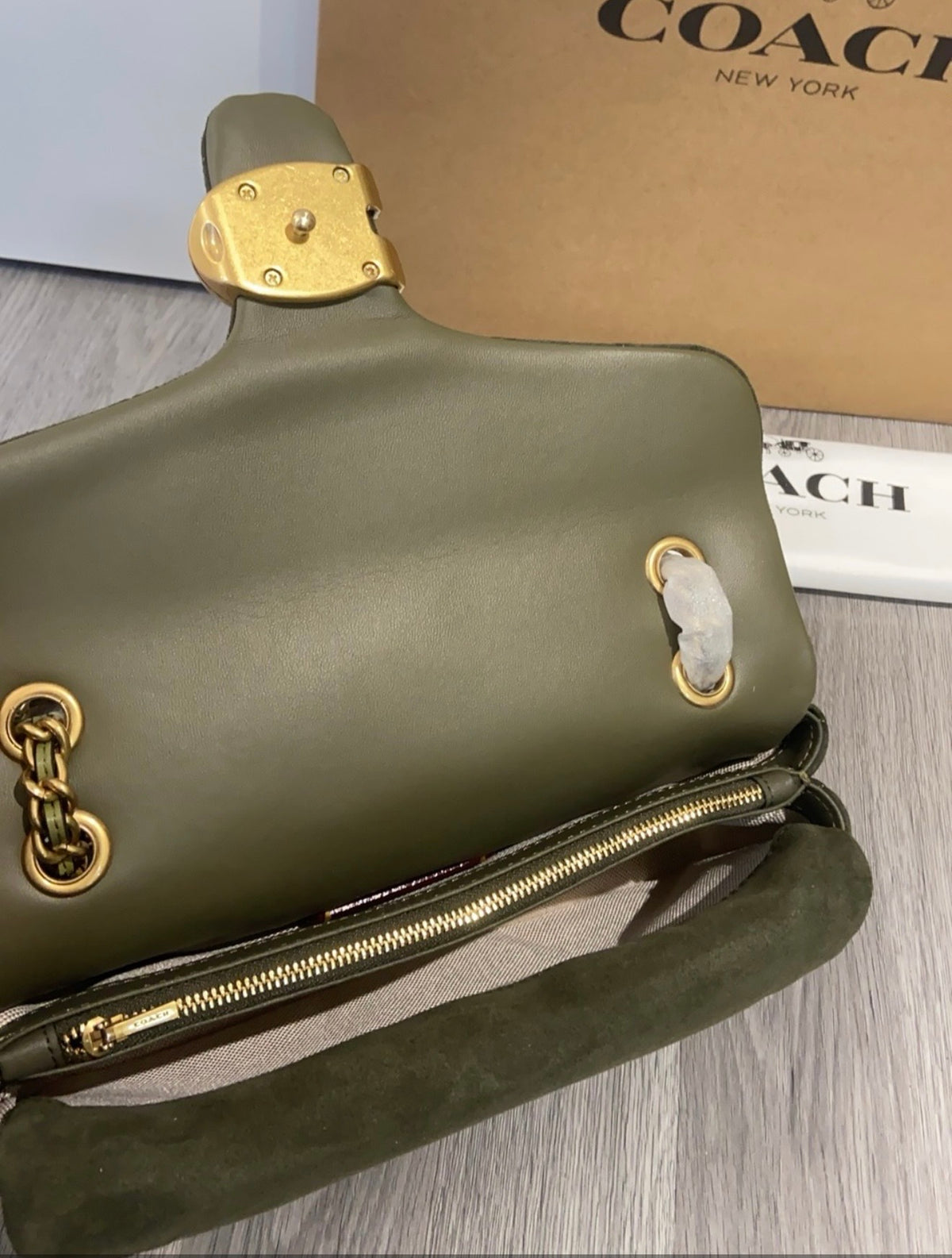 Olive Suede Quilted Shoulder Bag *Pre-Order*