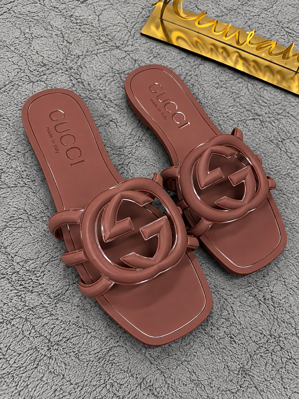 Luxury Inspired Statement Logo Slide Sandals *GUCCI* *PRE ORDER*