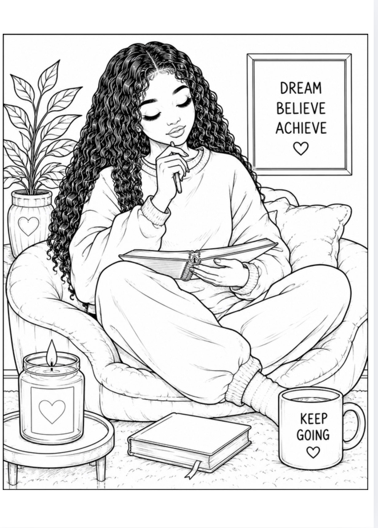 A Cozy Black Girl Coloring Book