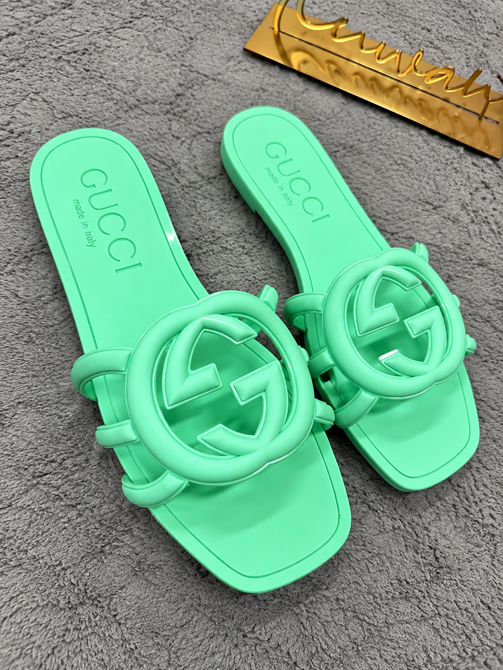 Luxury Inspired Statement Logo Slide Sandals *GUCCI* *PRE ORDER*