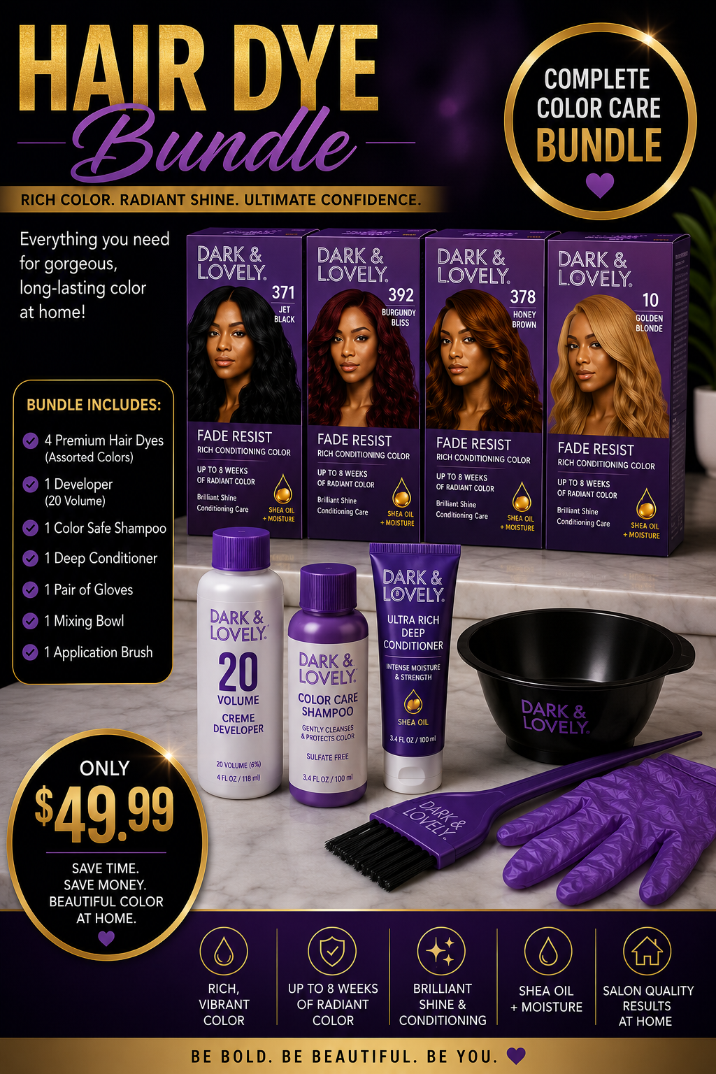 Dark and lovely hair Dye bundle