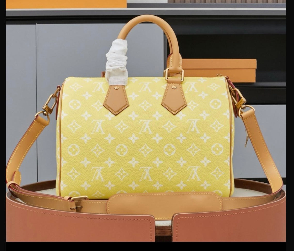 Sunshine Yellow Monogram-Style Satchel Bag 30 *Pre-Order*