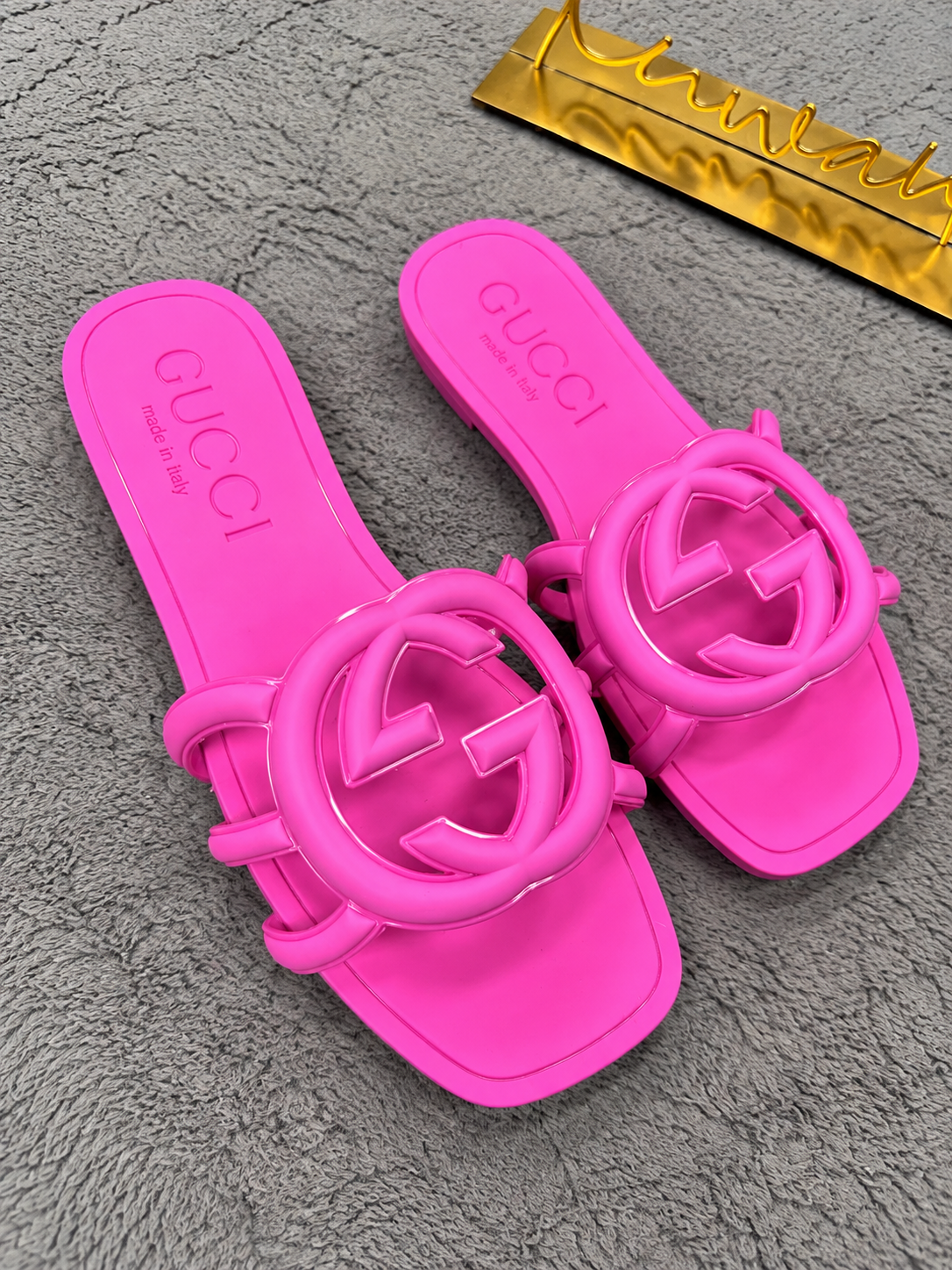 Luxury Inspired Statement Logo Slide Sandals *GUCCI* *PRE ORDER*