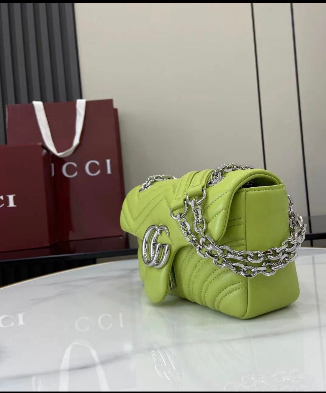 Lime Green Quilted Chain Shoulder Bag *Pre-Order*