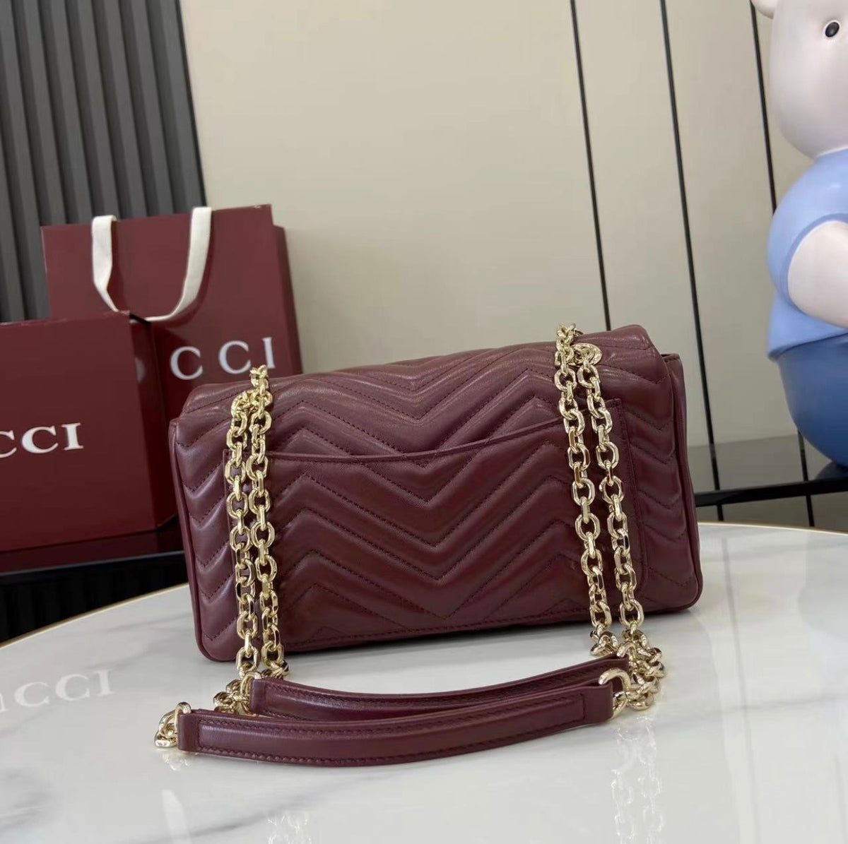 🍷 Burgundy Quilted Chain Shoulder Bag *Pre-Order*