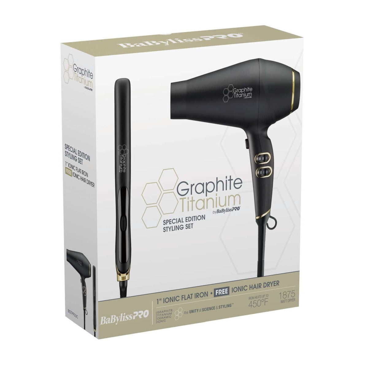 Babylisspro Graphite Titanium Dryer  1 Graphite Titanium Flat Iron Prepack