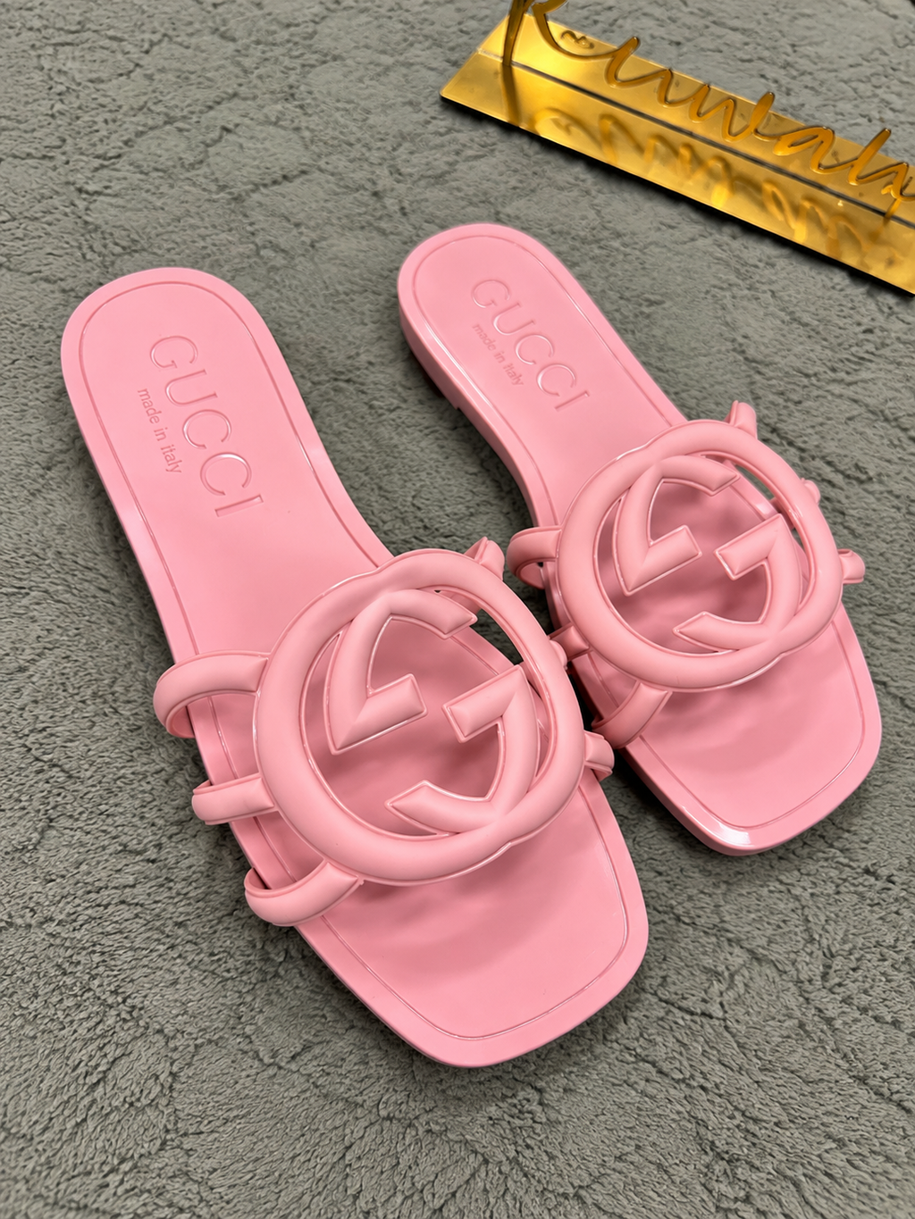 Luxury Inspired Statement Logo Slide Sandals *GUCCI* *PRE ORDER*