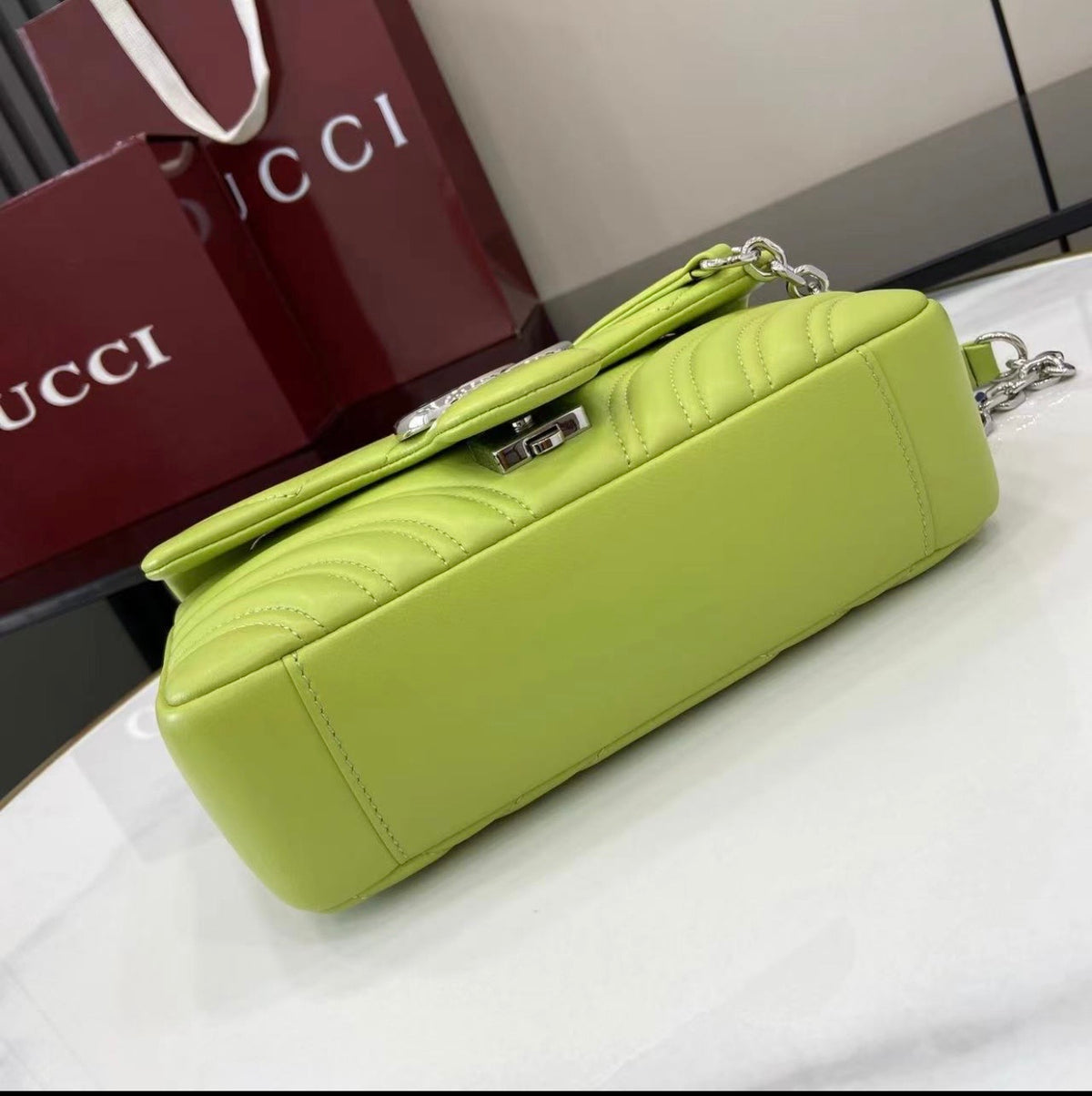 Lime Green Quilted Chain Shoulder Bag *Pre-Order*
