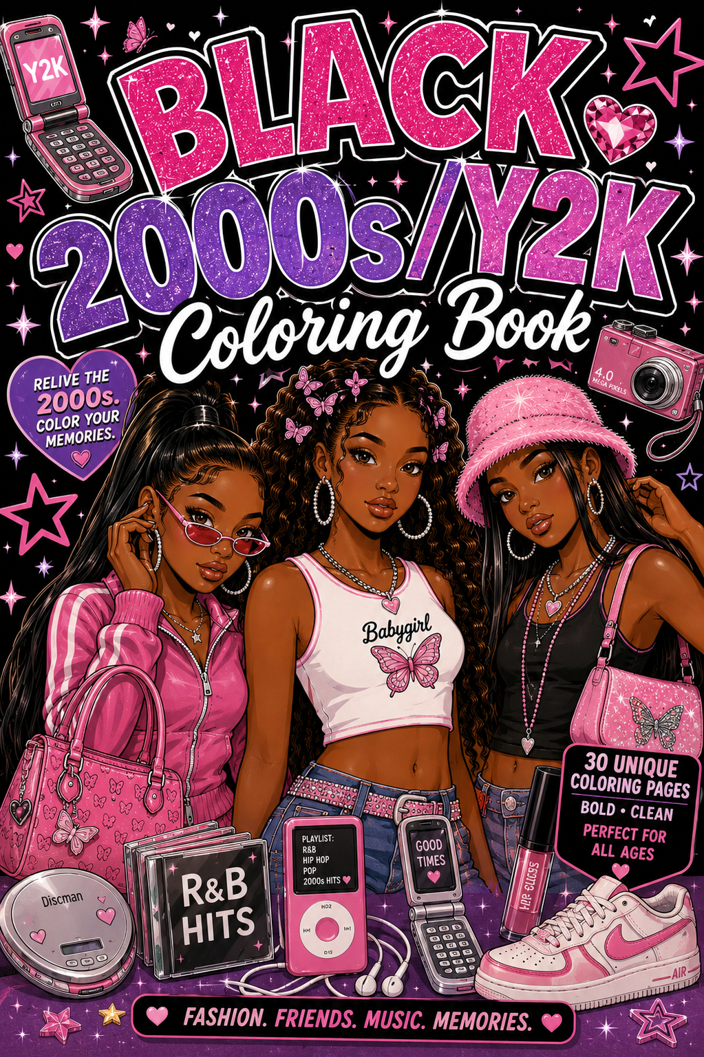 Black 2000's/ Y2K Coloring Book