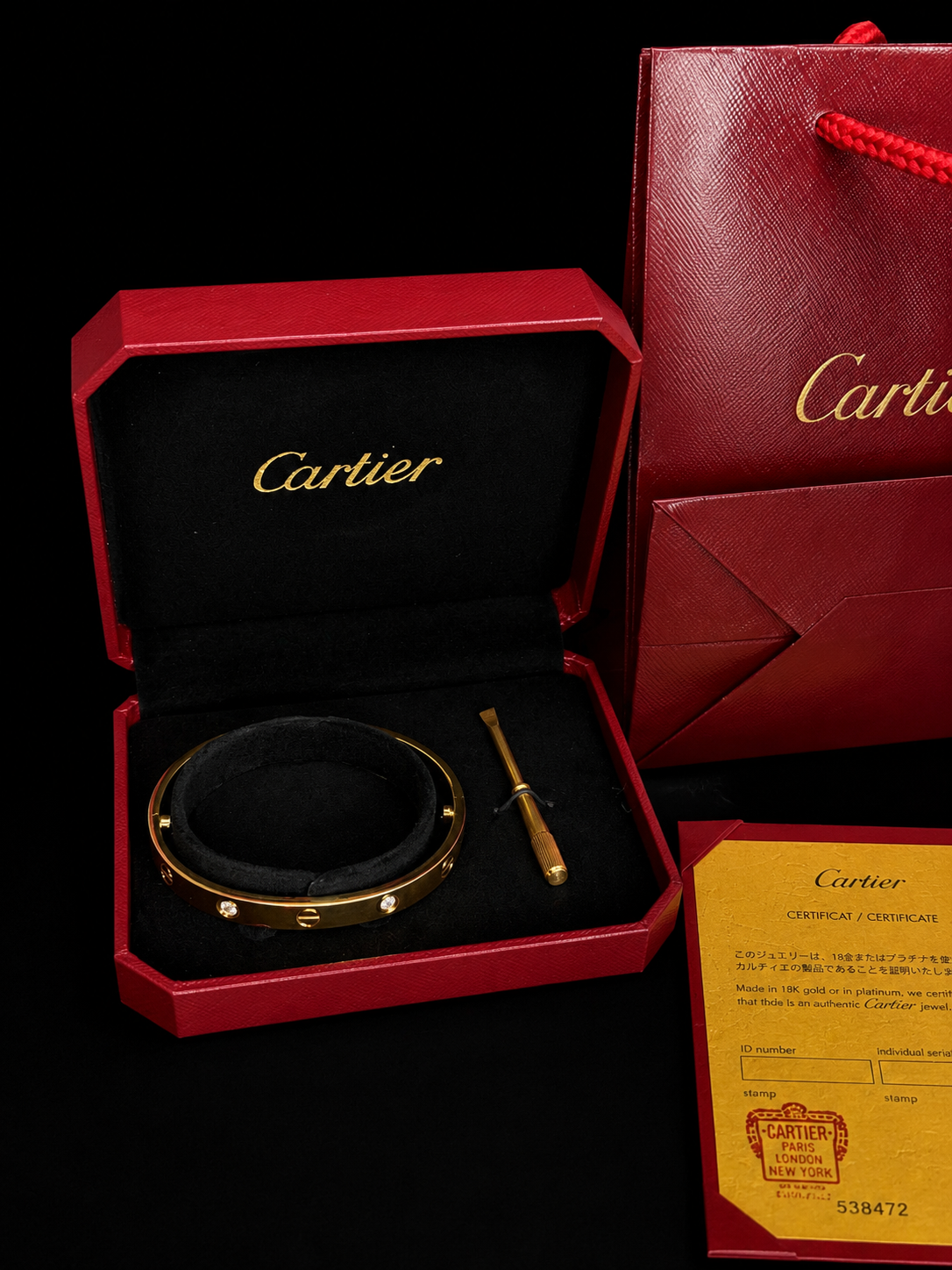 ✨ CARTIER Gold-Tone Crystal Screw Bracelet Set