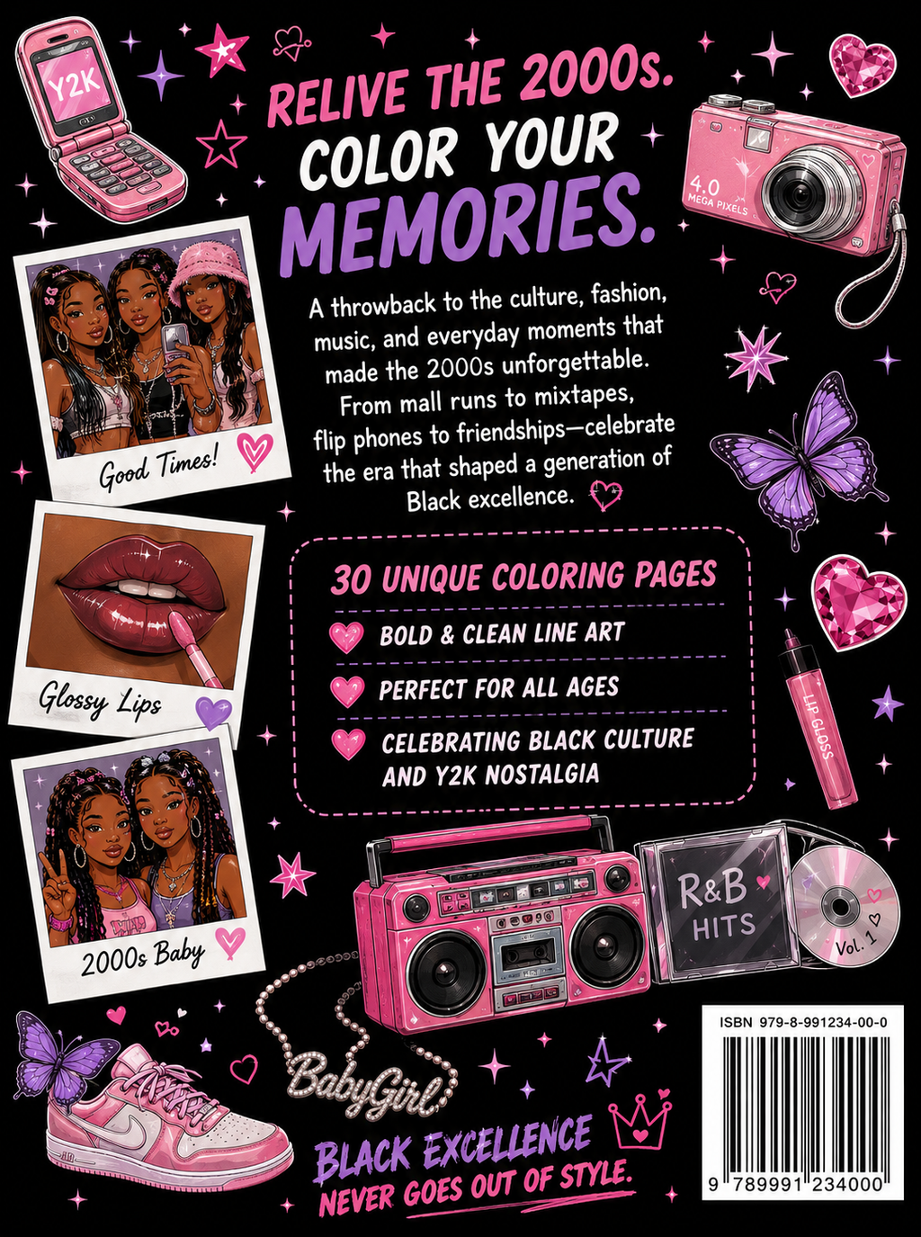 Black 2000's/ Y2K Coloring Book