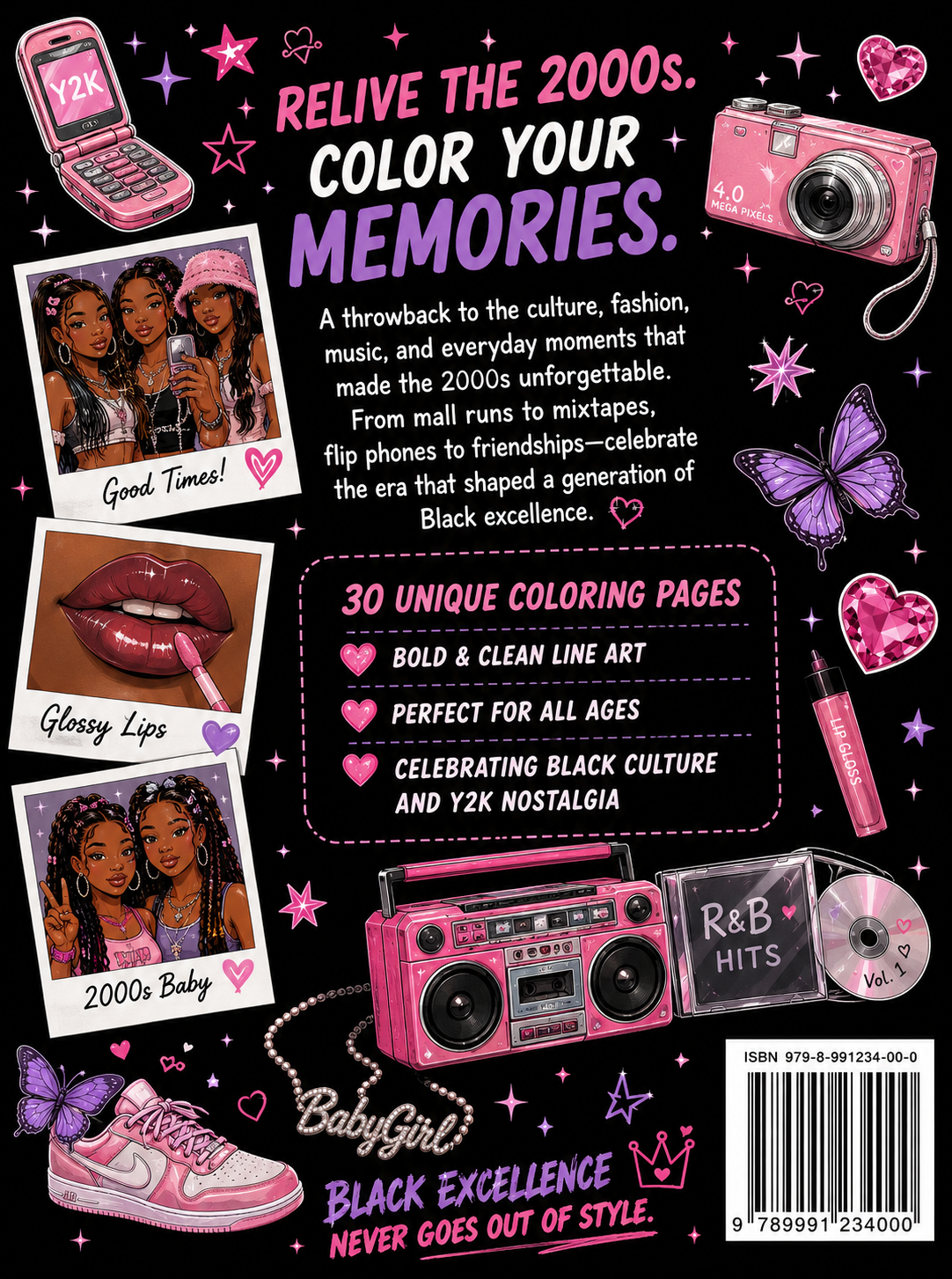 Black 2000's/ Y2K Coloring Book