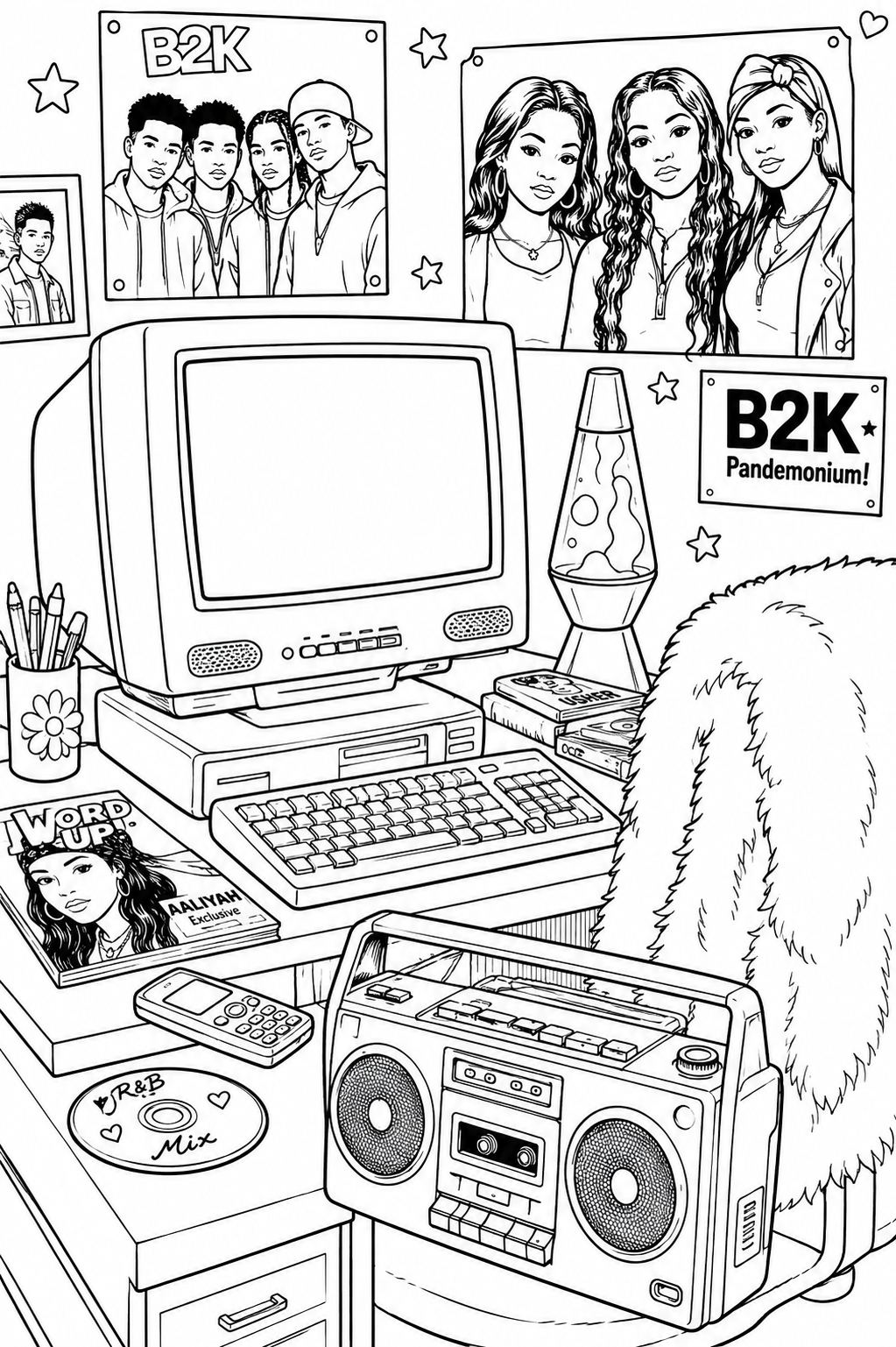 Black 2000's/ Y2K Coloring Book