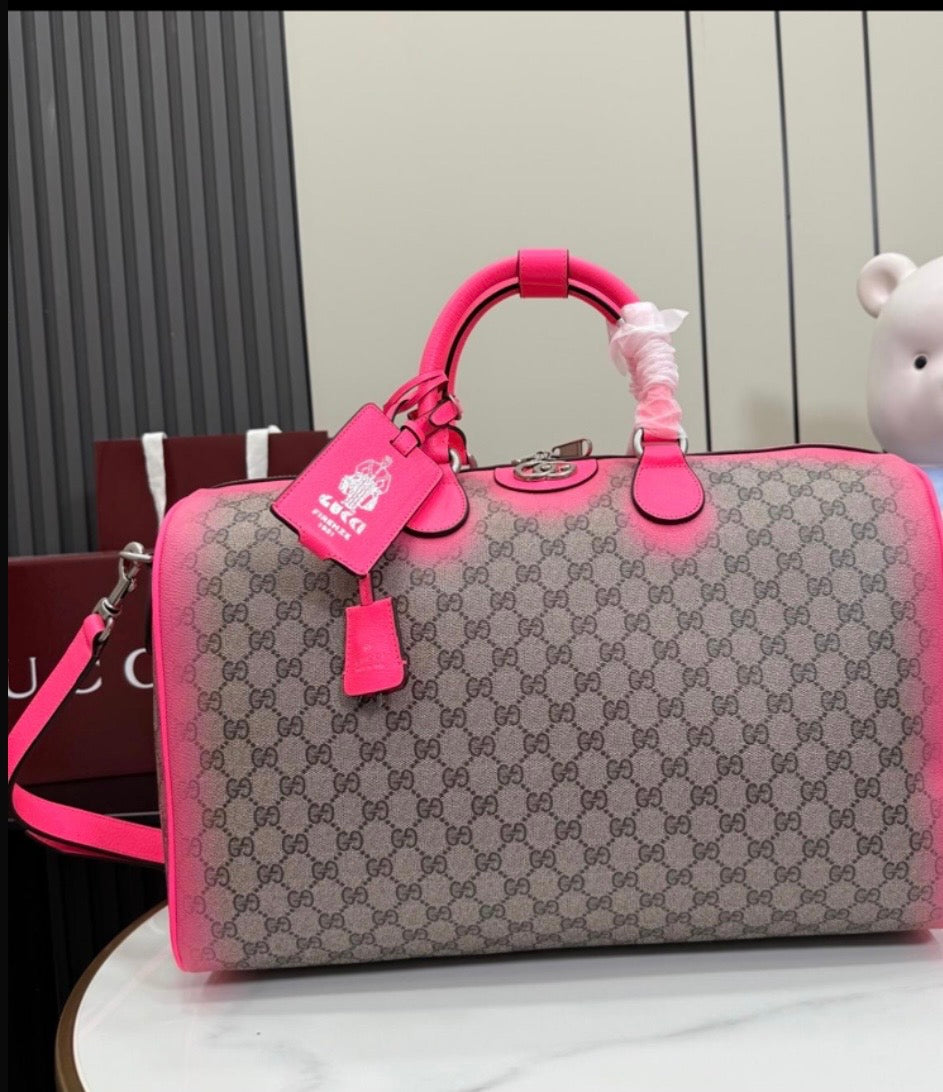 💕 Pink Monogram-Style Boston Travel Bag *Pre-Order*