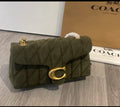 Olive Suede Quilted Shoulder Bag *Pre-Order*
