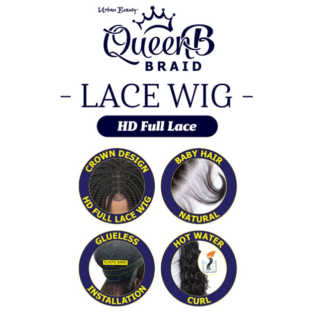 Queen B Lace Wig Qlw313 Box Braid 26Inch-#1B
