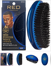 Red Premium 360 Power Wave X Bow Wow Premium Specialized Synthetic Curved Palm Brush - Hard #BR26