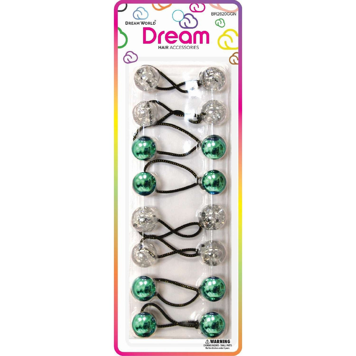 Chloe Ponytail 2620 Glitter Green Assort 8Pieces