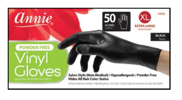 Annie Vinyl Gloves X-Large 50ct #3853 - Black