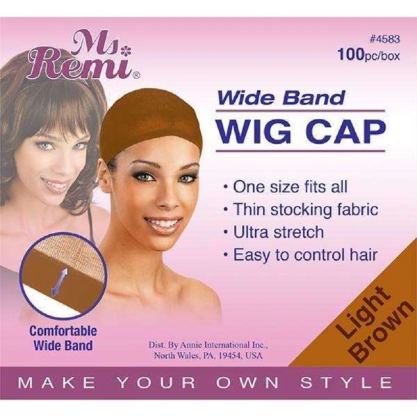 Annie Ms Remi Wig Cap Wide Band 100PC #4583 - Light Brown