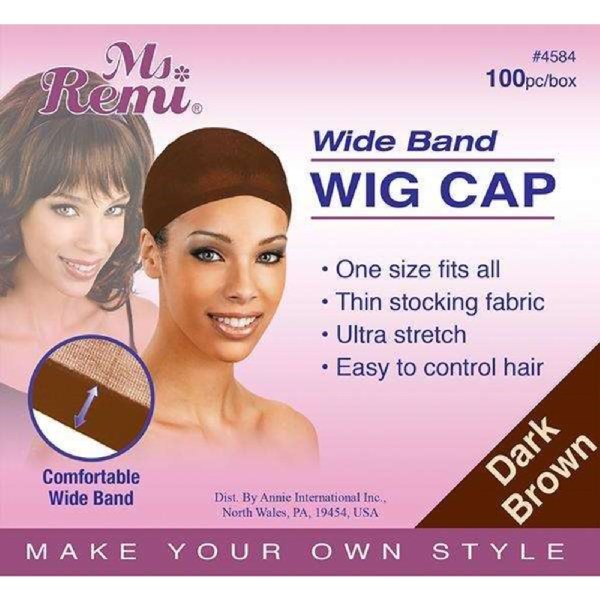 Annie Ms Remi Wig Cap Wide Band 100PC #4584 - Dark Brown